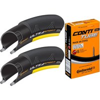 Image of Continental Ultra Sport II Yellow 25c Tyres Tubes